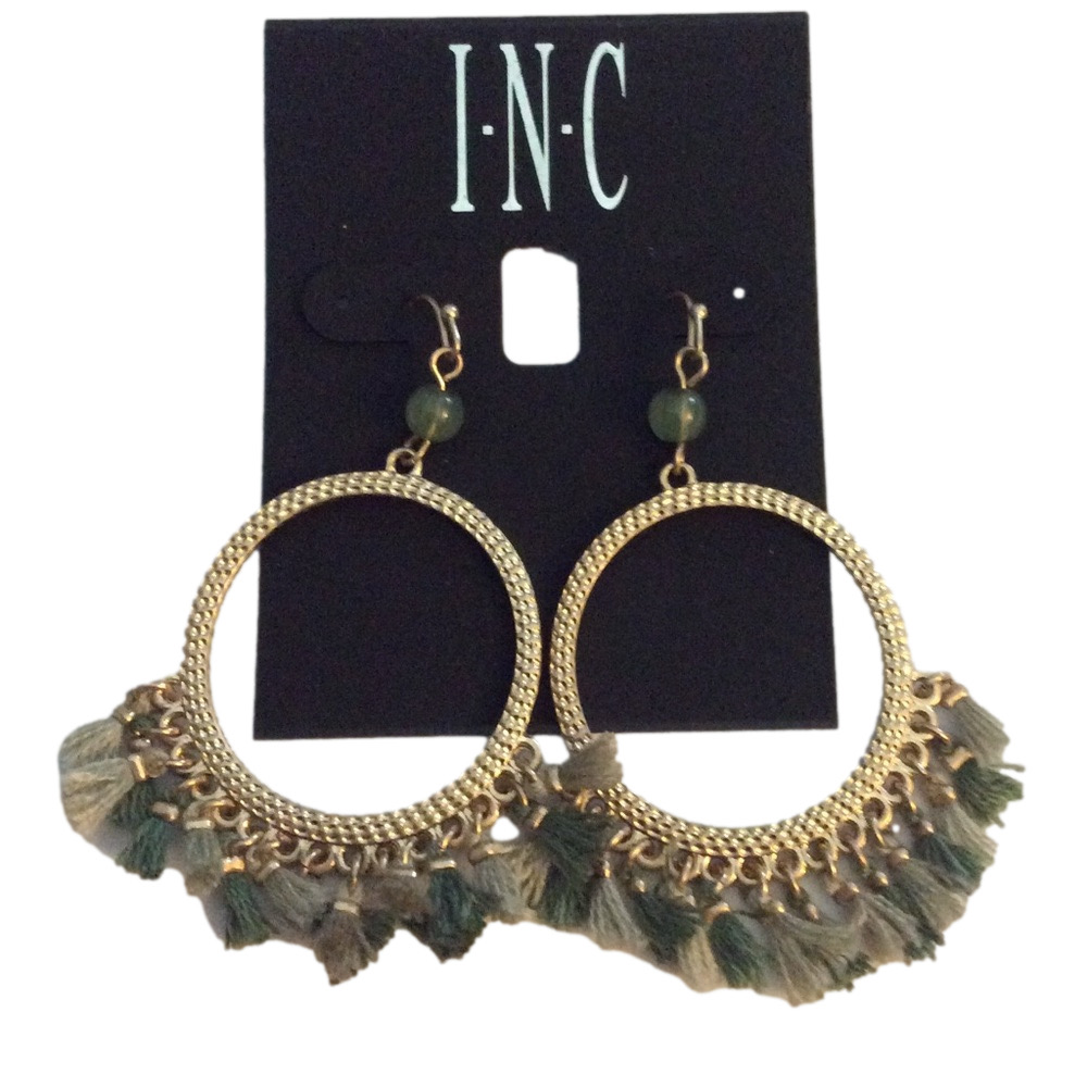 INC Green Fringe Gypsy Earrings NWT